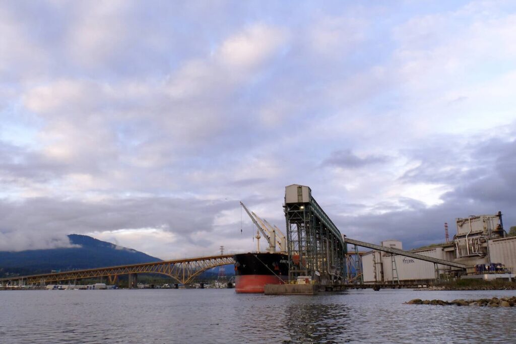 Viterra grain handling operations are seen at the Cascadia Terminal in the Port of Vancouver, during the COVID19 pandemic, on April 22, 2020, in Vancouver, B.C., Canada.