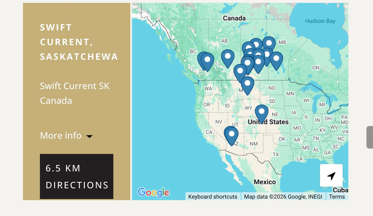 A map of Canada and the U.S. showing the locations of Monette Farms' properties.