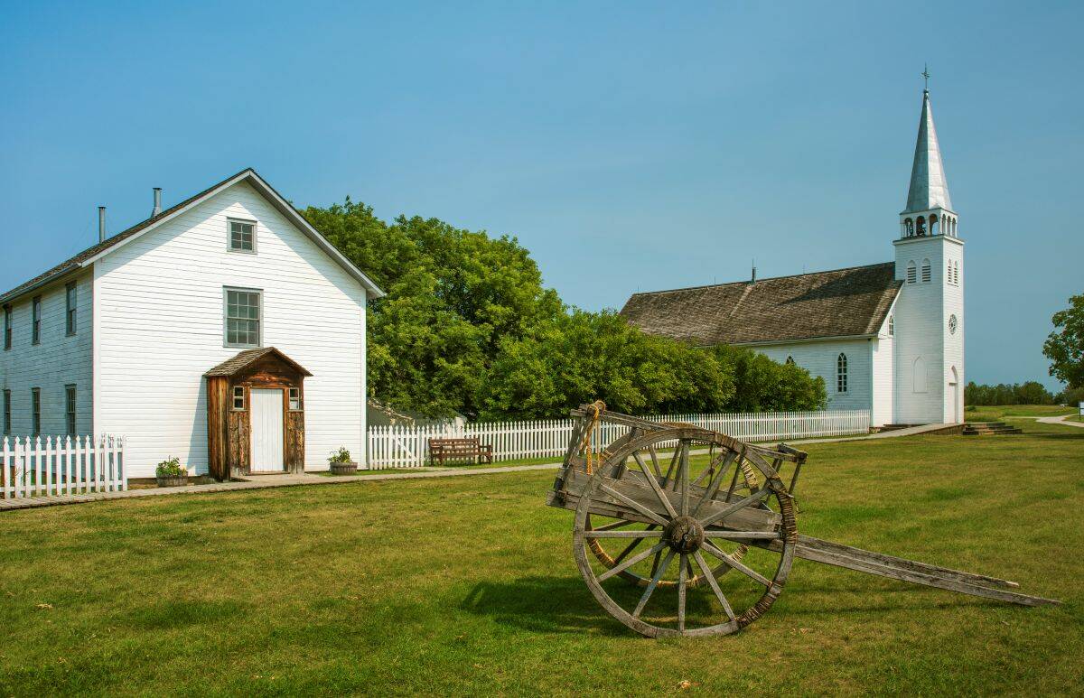 Church at Batoche National Historic Site, Saskatchewan, Canada.