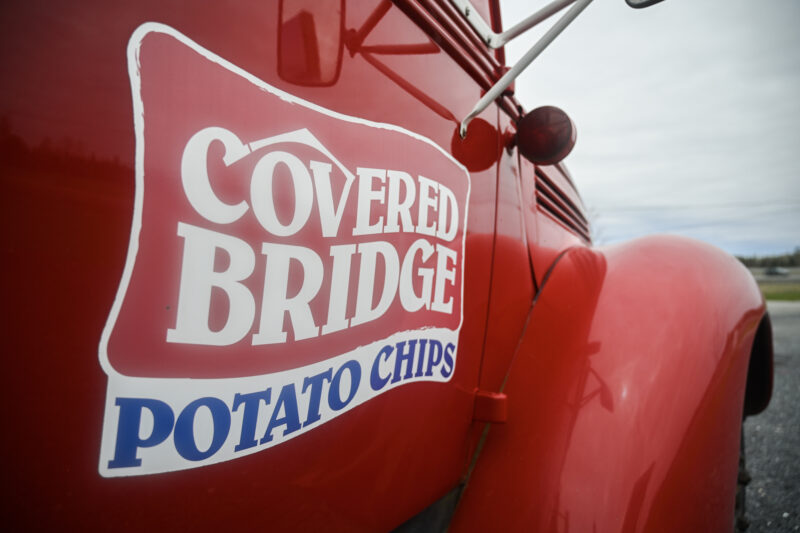 A Covered Bridge Potato Chips truck is seen next to the factory site in Hartland, N.B., on Friday, May 9, 2025. THE CANADIAN PRESS/Graham Hughes