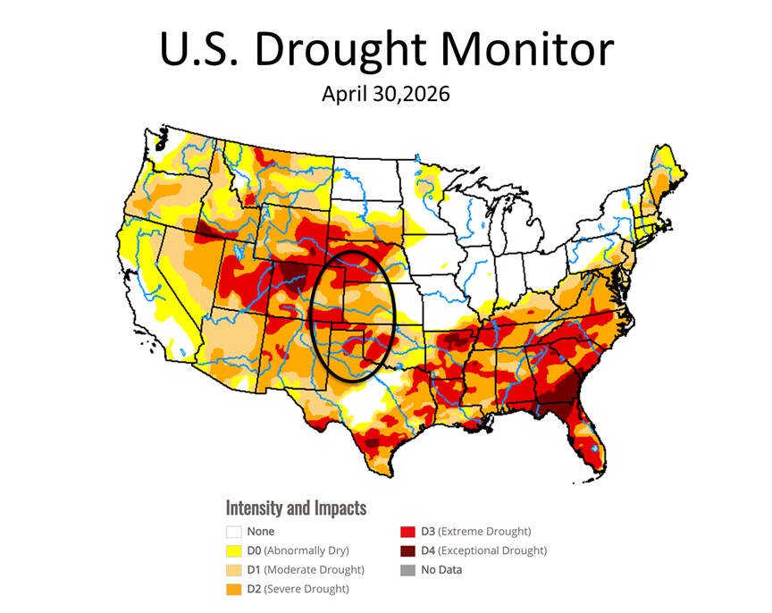 U.S. Drought Monitor map April 2026