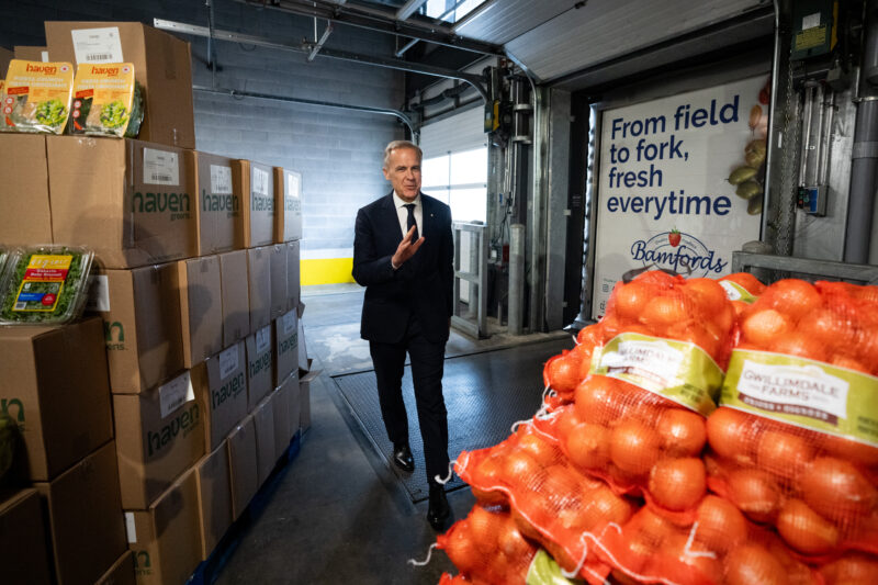Prime Minister Mark Carney arrives for a press conference at the Ontario Food Terminal in Toronto on Thursday, June 11, 2026. THE CANADIAN PRESS/Arlyn McAdorey